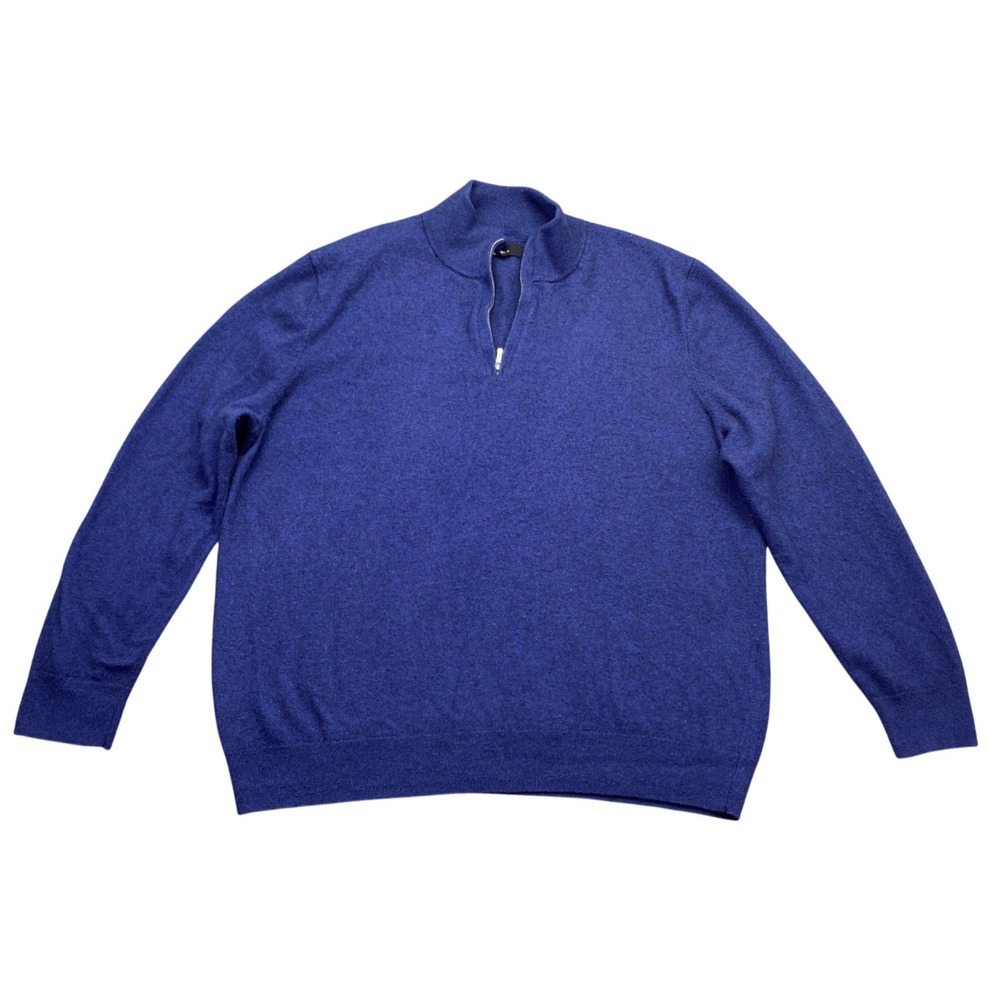 The Commons Mens XXL Blue Wool Cashmere 1/4 Zip Pullover Sweater MGF-MGS-10004